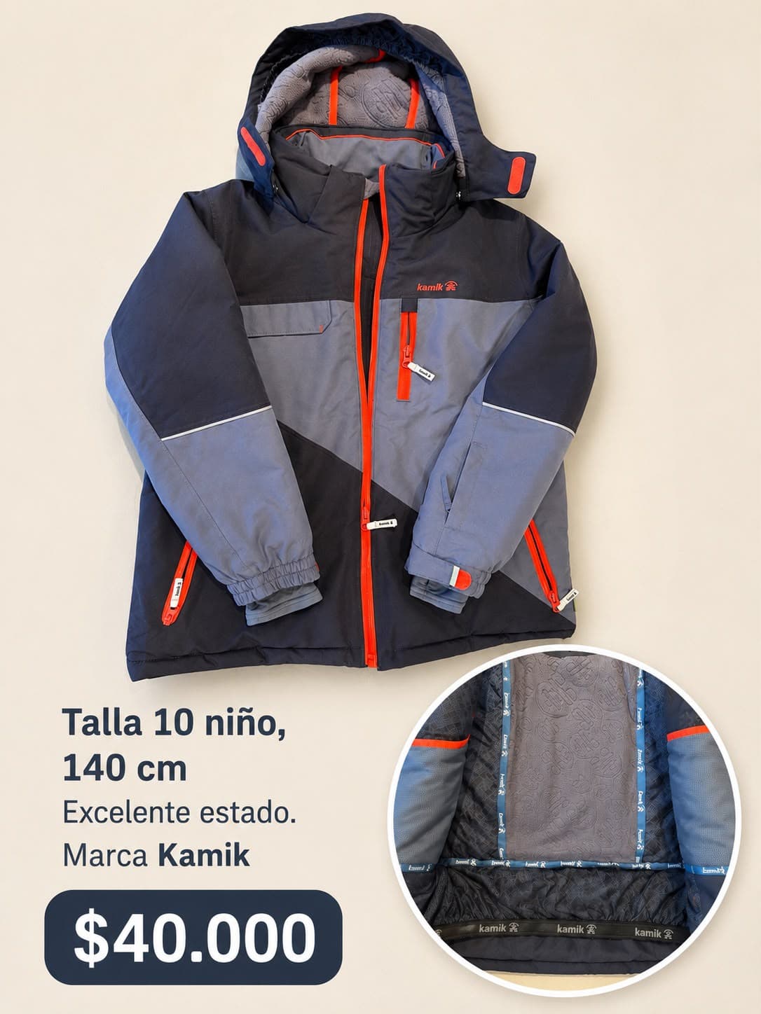 Chaqueta Kamik, talla 10 nino (140cm). Excelente estado