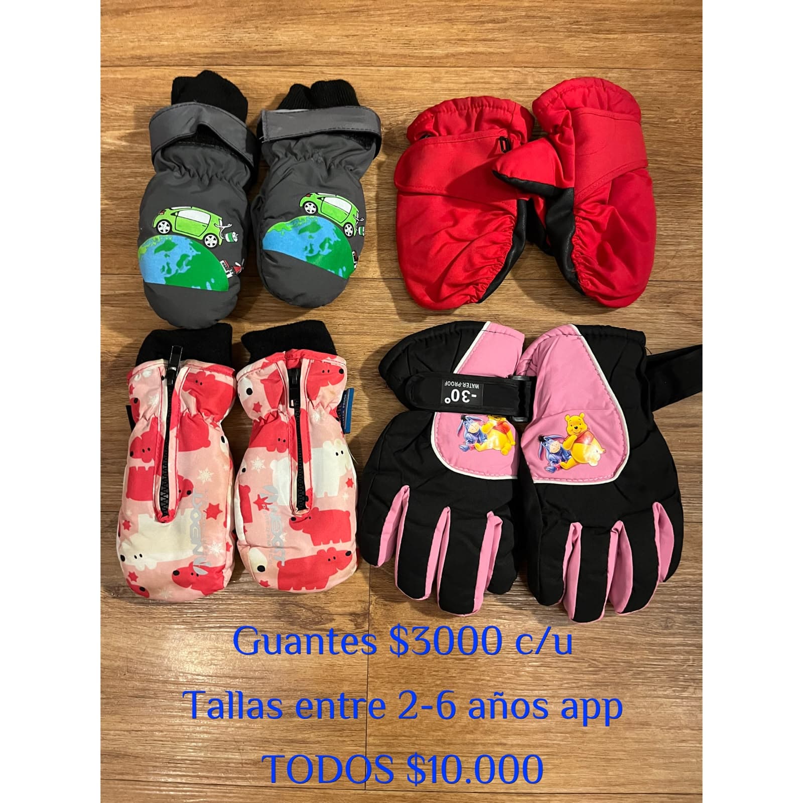 Lote de guantes de nieve infantiles tallas 2-6 anos